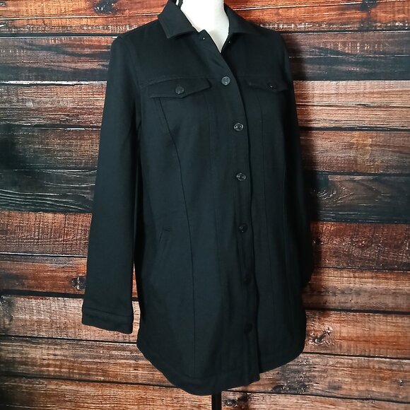 Chico's Jacket Size 0 US Small Black Ponte Stretch Button Front - Picture 4 of 9